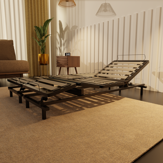 Somnuz® Restro Adjustable Genuine Leather Bed + Somnuz® Aire Mattress