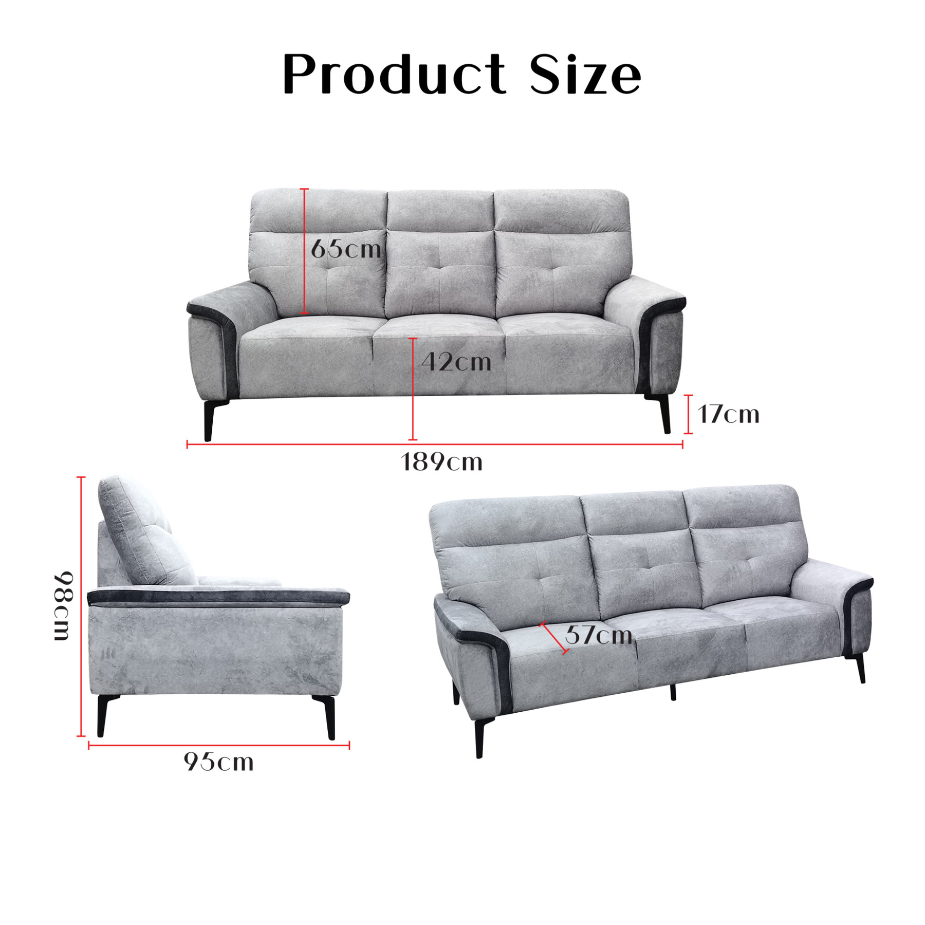Jodie Fabric Sofa by Esteller (Pet Friendly & Easy Clean)