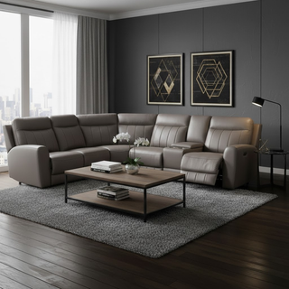 Tsubaki Genuine Leather Recliner Sectional Sofa