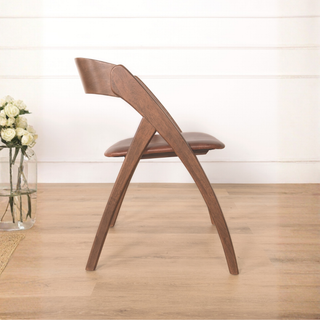 Hazel Brown Faux Leather Wooden Dining Chair