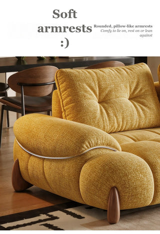 Rounded, pillow-like armrests