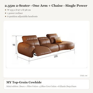 2.35m 2-Seater · One Arm + Chaise · Single Power