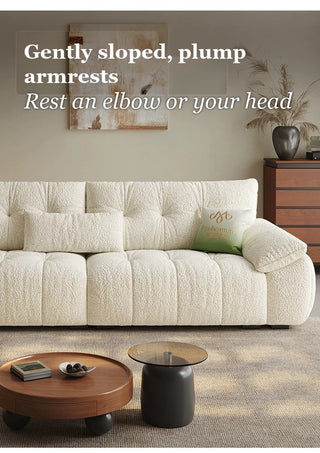 Gently sloped, plump armrests