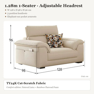 1.28m 1-Seater · Adjustable Headrest