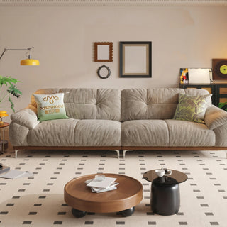 Taupe ripple chenille sofa in a living room