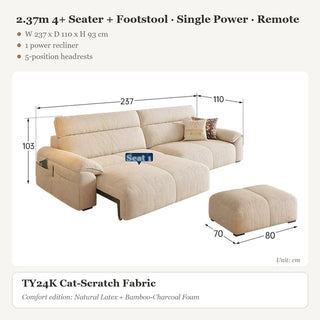 2.37m 4+ Seater + Footstool · Single Power · Remote