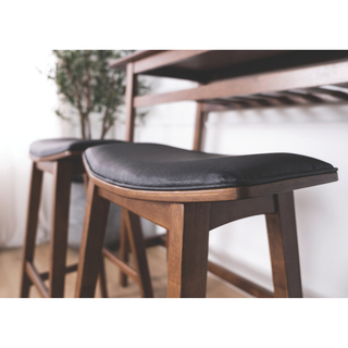 Atlantis Black Faux Leather Wooden Bar Stool
