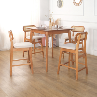 Fika Wooden Bar Stool (Rattan)
