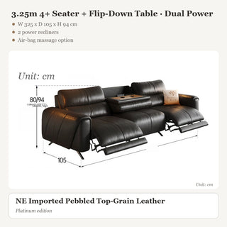 3.25m 4+ Seater + Flip-Down Table · Dual Power