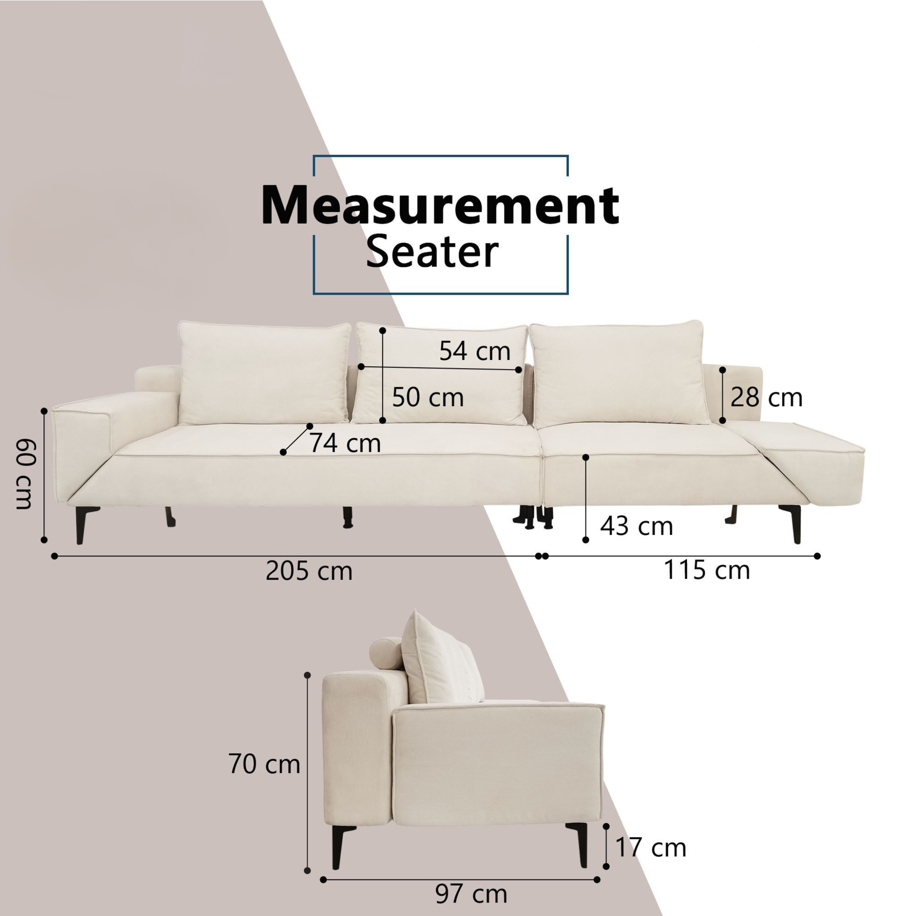 Marblen Fabric Rotatable Armrest Sofa by Esteller (Pet Friendly & Easy Clean)