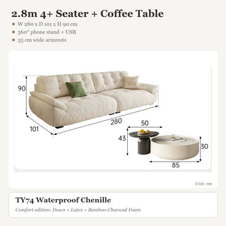 2.8m 4+ Seater + Coffee Table