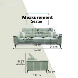 Pebblis Fabric Adjustable Headrest Slider Sofa by Esteller (Pet Friendly & Easy Clean)