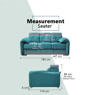 Oryno Fabric Adjustable Headrest Slider Sofa by Esteller (Pet Friendly & Easy Clean)