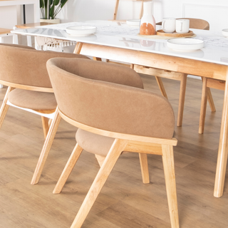 Adalius Wooden Dining Table with Marbled Granite Top (200cm)