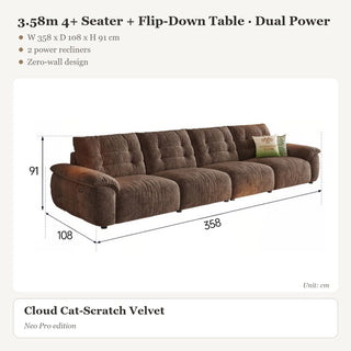 3.58m 4+ Seater + Flip-Down Table · Dual Power