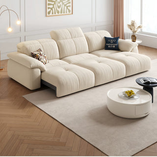 Cream power sofa bed in a living room