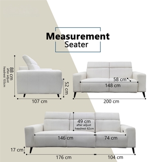 Havos Fabric Recliner Sofa by Esteller (Pet Friendly & Easy Clean)