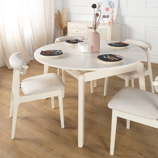Vorie White Extendable Wooden Dining Table