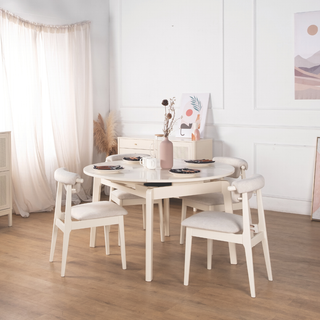 Vorie White Extendable Wooden Dining Table
