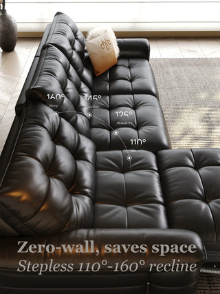 Stepless 110°-160° recline