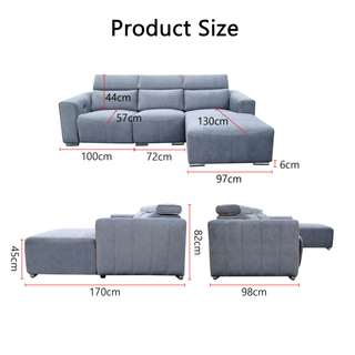 Orynth Fabric Adjustable Headrest Recliner L-Shaped Sofa by Esteller (Pet Friendly & Easy Clean)