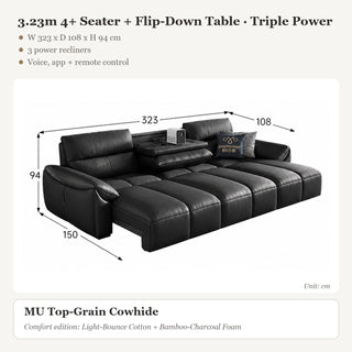 3.23m 4+ Seater + Flip-Down Table · Triple Power