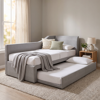 Barry 3 in 1 Grey Fabric Daybed Pull Out Bed Frame (Water Repellent)
