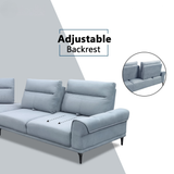 Burvon Fabric Adjustable Backrest Corner Sofa by Esteller (Pet Friendly & Easy Clean)