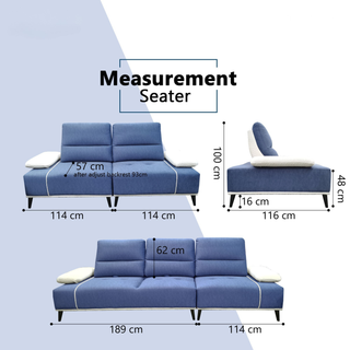 Norric Fabric Adjustable Backrest & Armrest Sofa by Esteller (Pet Friendly & Easy Clean)
