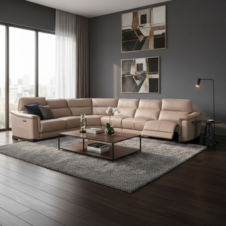 Korae Genuine Leather Recliner Sectional Sofa