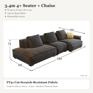 3.4m 4+ Seater + Chaise