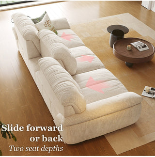 Back cushions slide forward or back