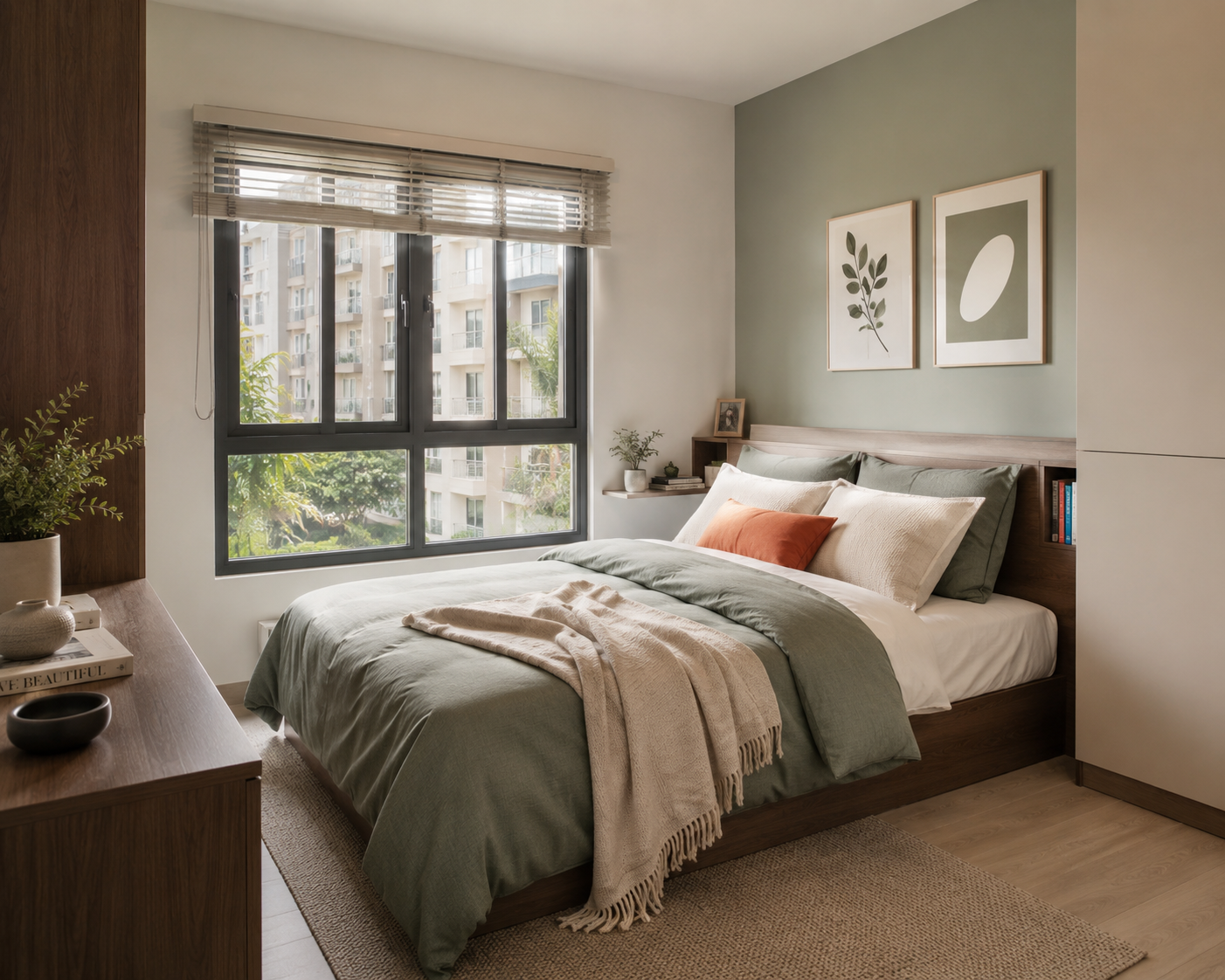 Styled bedroom furniture display inside the MegaFurniture Prestige showroom