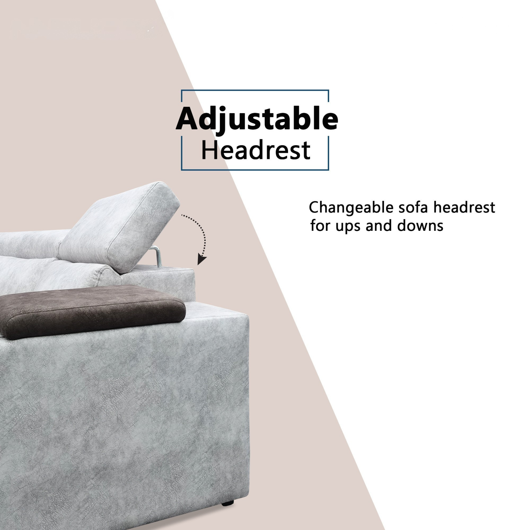 Meren Fabric Adjustable Headrest L-Shaped Corner Sofa by Esteller (Pet Friendly & Easy Clean)