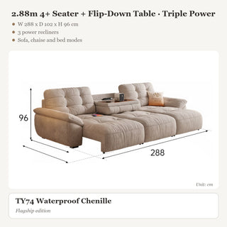 2.88m 4+ Seater + Flip-Down Table · Triple Power