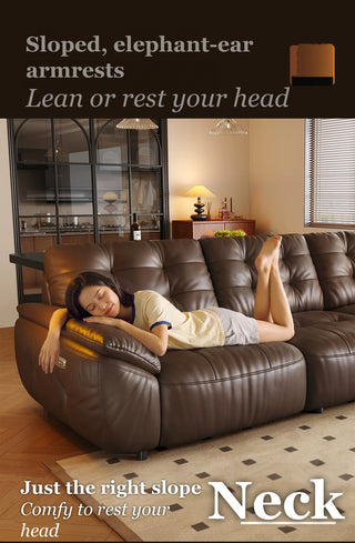 Sloped, elephant-ear armrests