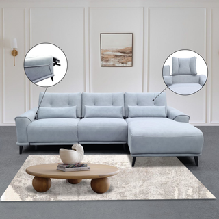 Nestor Fabric Adjustable Backrest & Headrest Recliner L-Shaped Sofa by Esteller (Pet Friendly & Easy Clean)