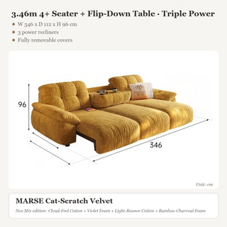 3.46m 4+ Seater + Flip-Down Table · Triple Power