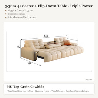 3.36m 4+ Seater + Flip-Down Table · Triple Power