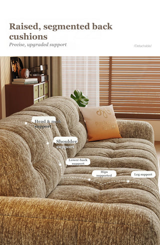 Raised, segmented back cushions