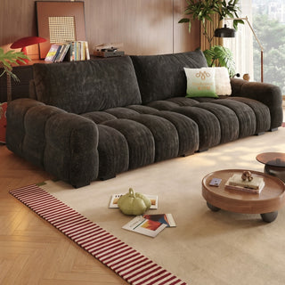 Charcoal starry-sky chenille sofa in a living room