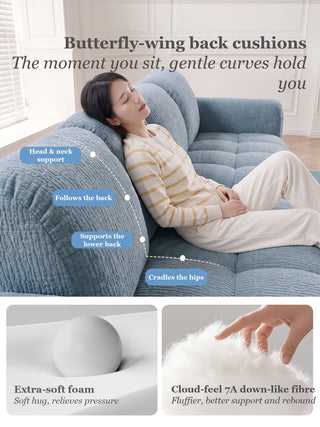 Butterfly-wing back cushions