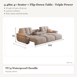 3.48m 4+ Seater + Flip-Down Table · Triple Power