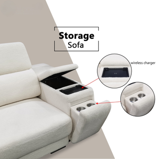 Dalric Fabric Adjustable Headrest Slider Sofa by Esteller (Pet Friendly & Easy Clean)