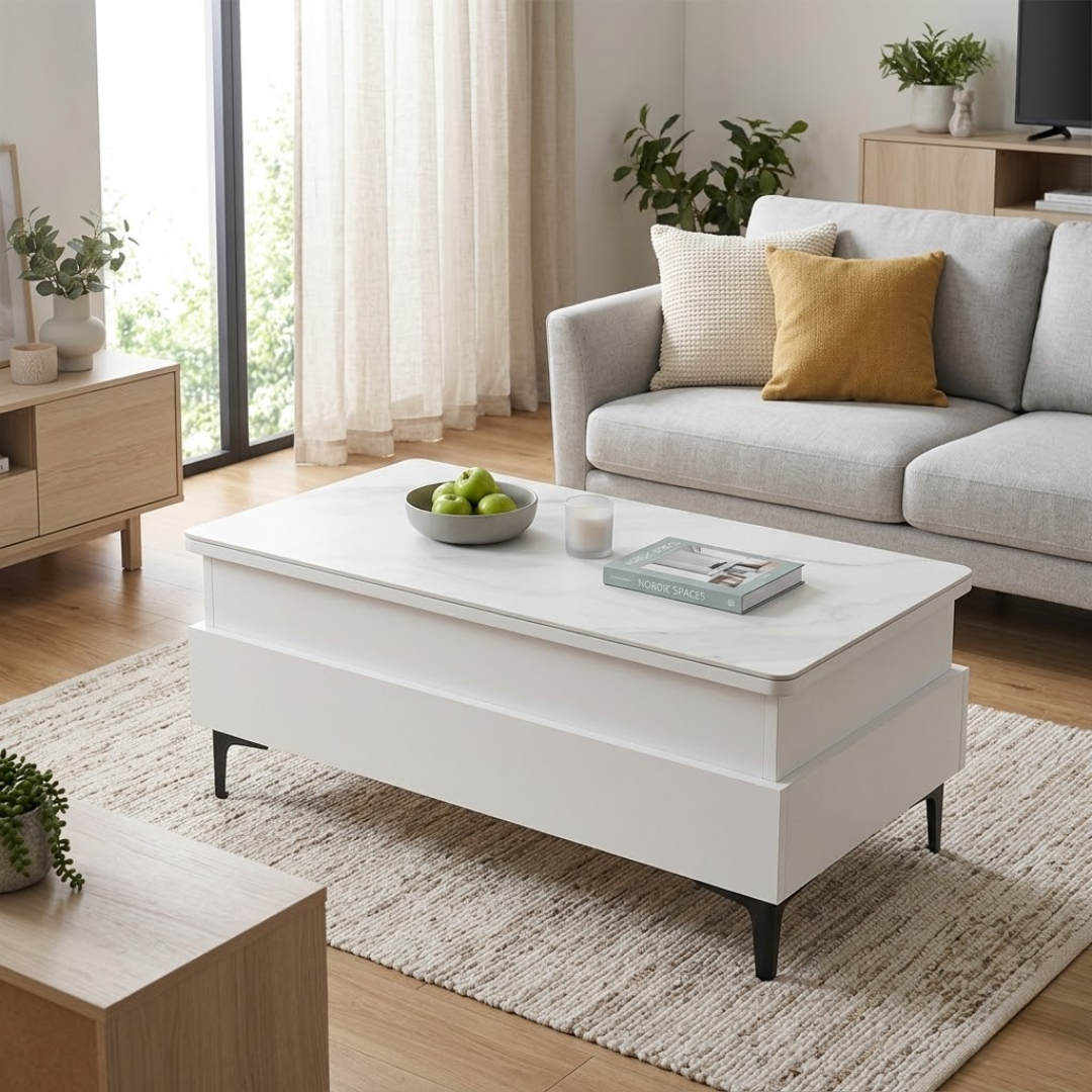 Forae Lift-Up Sintered Stone Storage Coffee Table