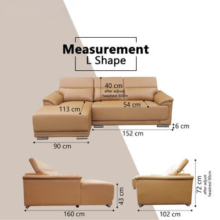 Quirra Genuine Leather Adjustable Headrest L-Shaped Sofa by Esteller