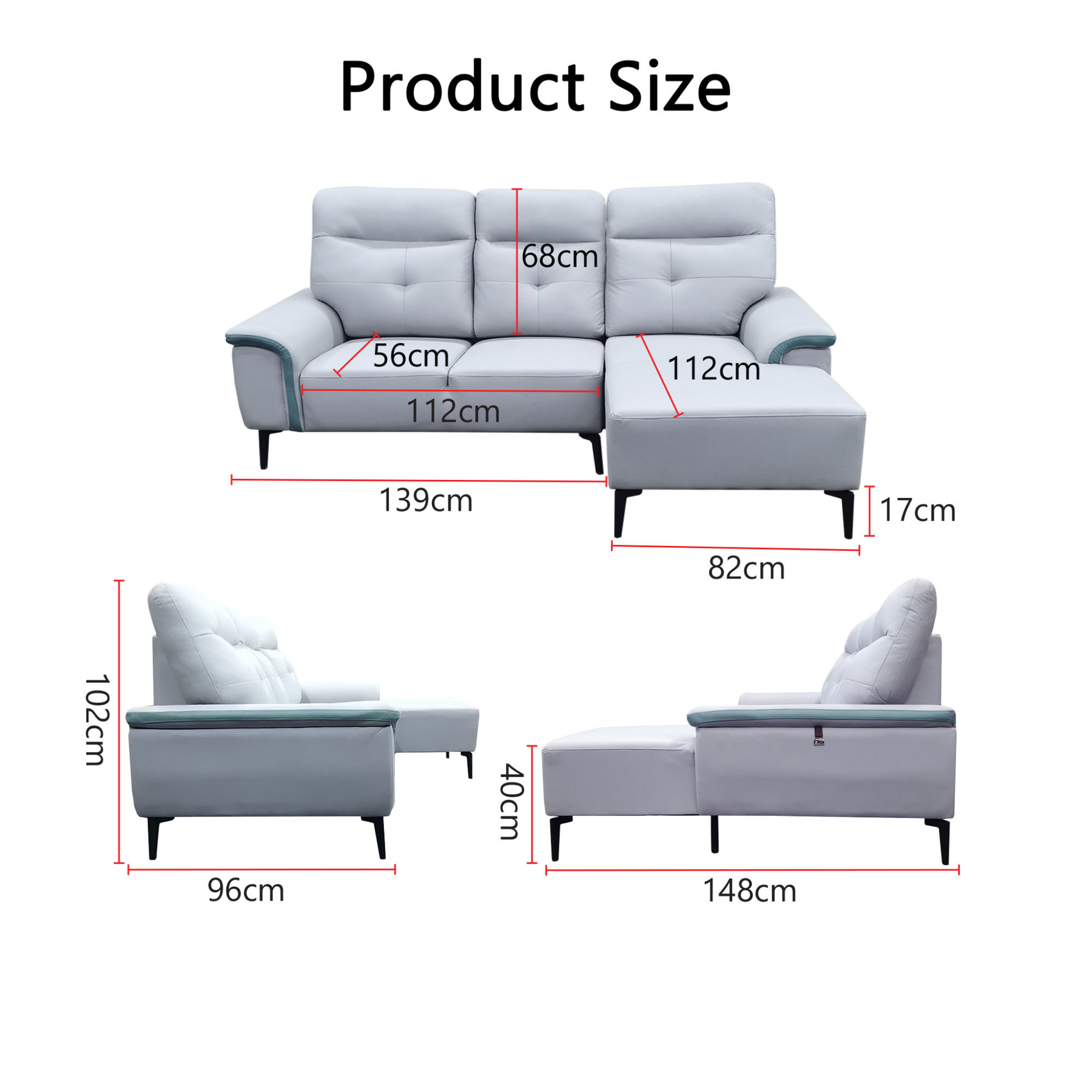 Amby Fabric L-Shaped Sofa by Esteller (Pet Friendly & Easy Clean)