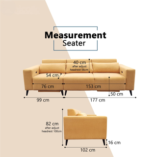 Shoalis Fabric Adjustable Legrest & Backrest Sofa by Esteller (Pet Friendly & Easy Clean)