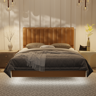 Delane Genuine Leather Floating Bed Frame (With LED)