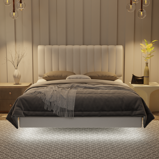 Delane Genuine Leather Floating Bed Frame (With LED)